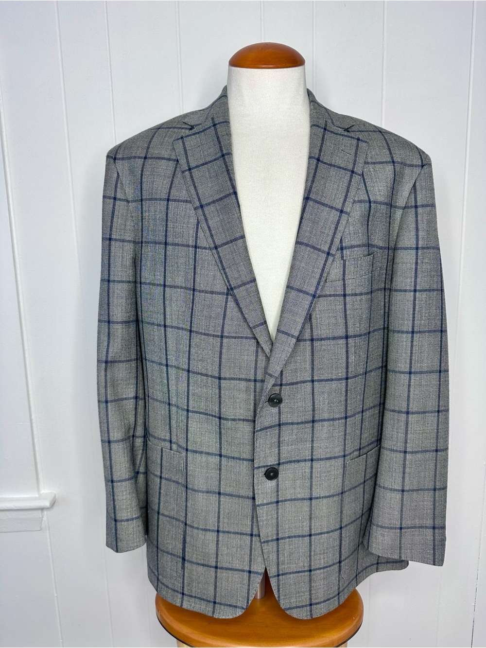 Hardwick USA Silk Wool Windowpane Checkered Sport Coat Blazer